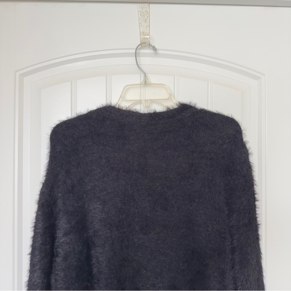 Free People Faux Fur Medium Open Front Black  Cardigan Front Pockets Cozy Fuzzy - Picture 5 of 7